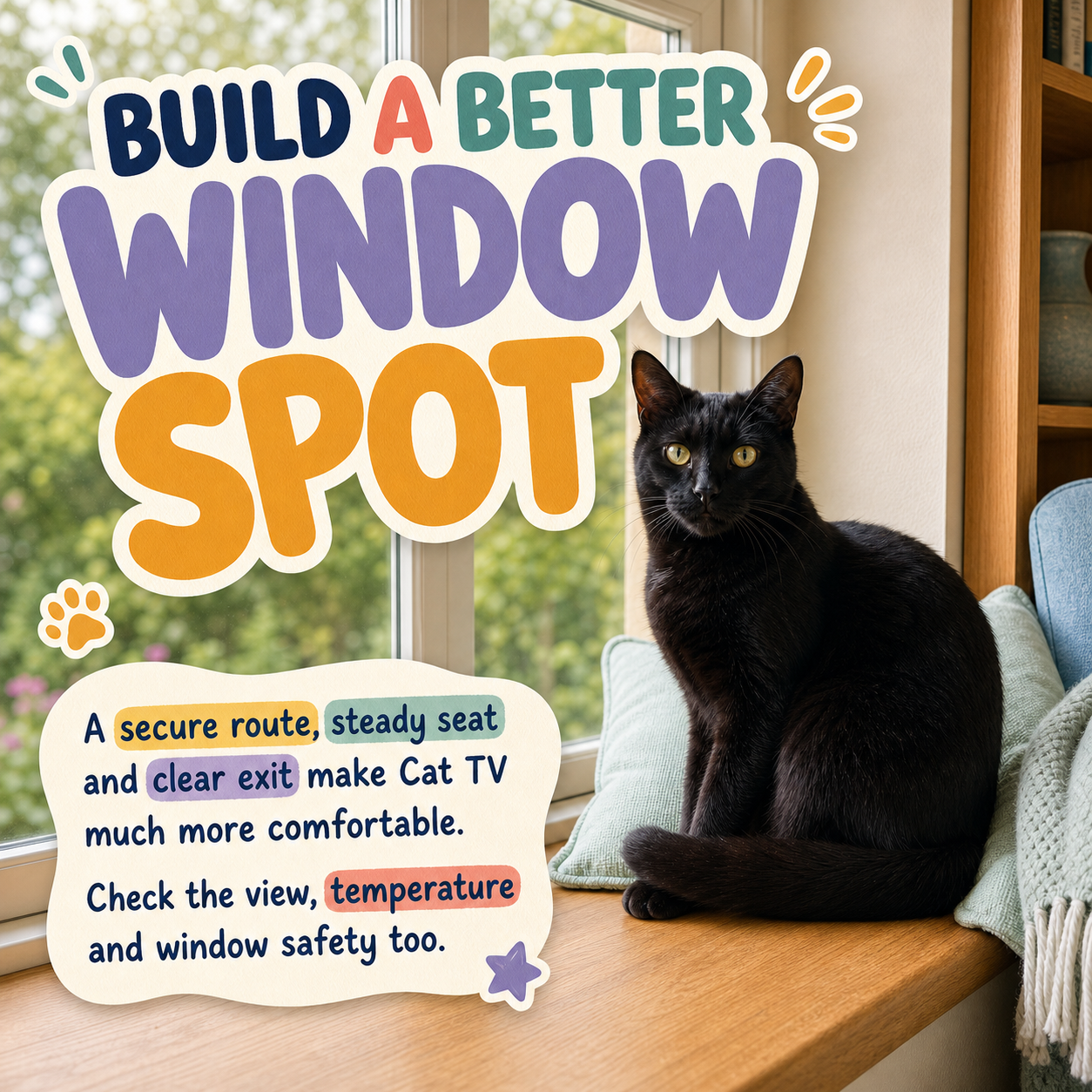 Build a Better Window Spot for Your Cat: Comfort, Choice and Better “Cat TV”